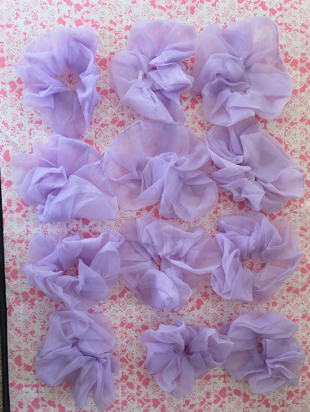 Sheer Lavender  Hair Scrunchies - Set of 12